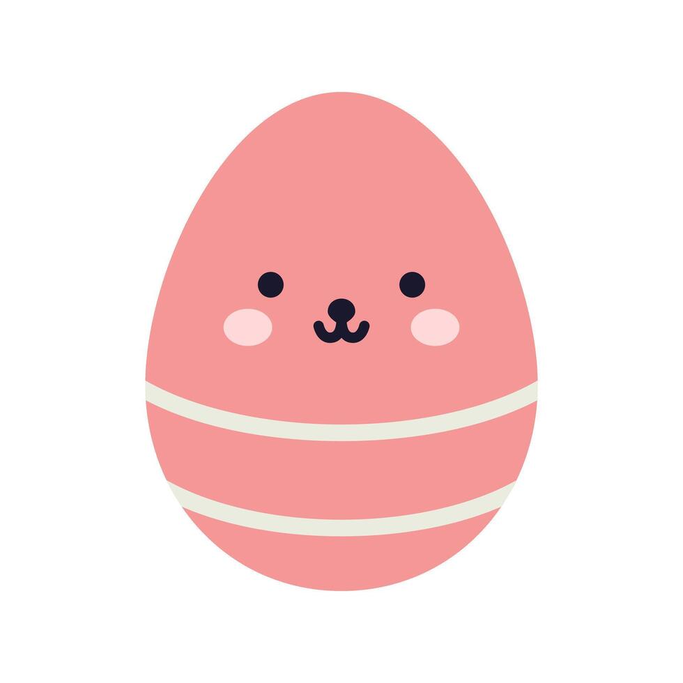 Flat easter egg with a playful face and decorative patterns. A fun and cheerful design for easter themes. Cute easter egg. vector