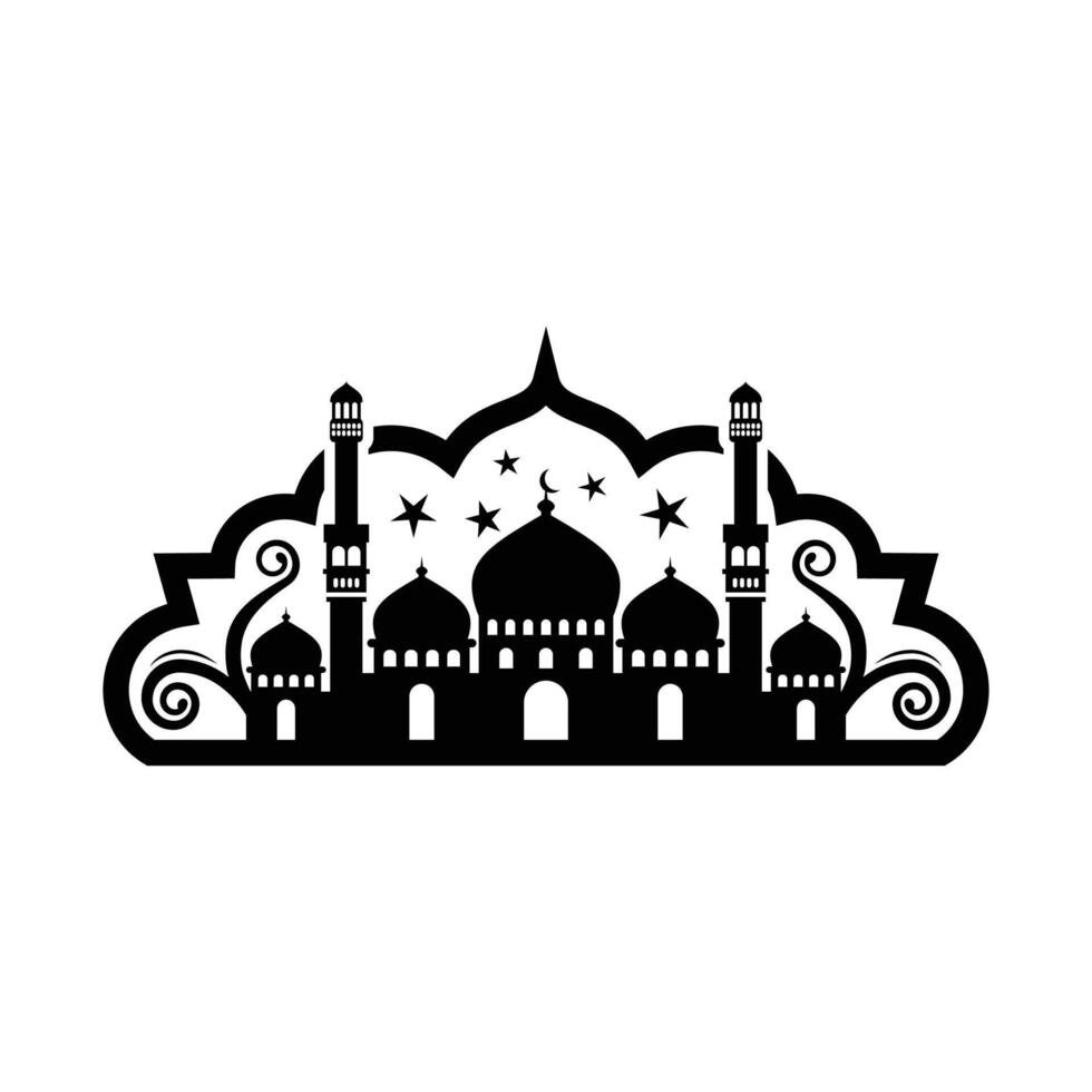 black silhouette of mosque vector