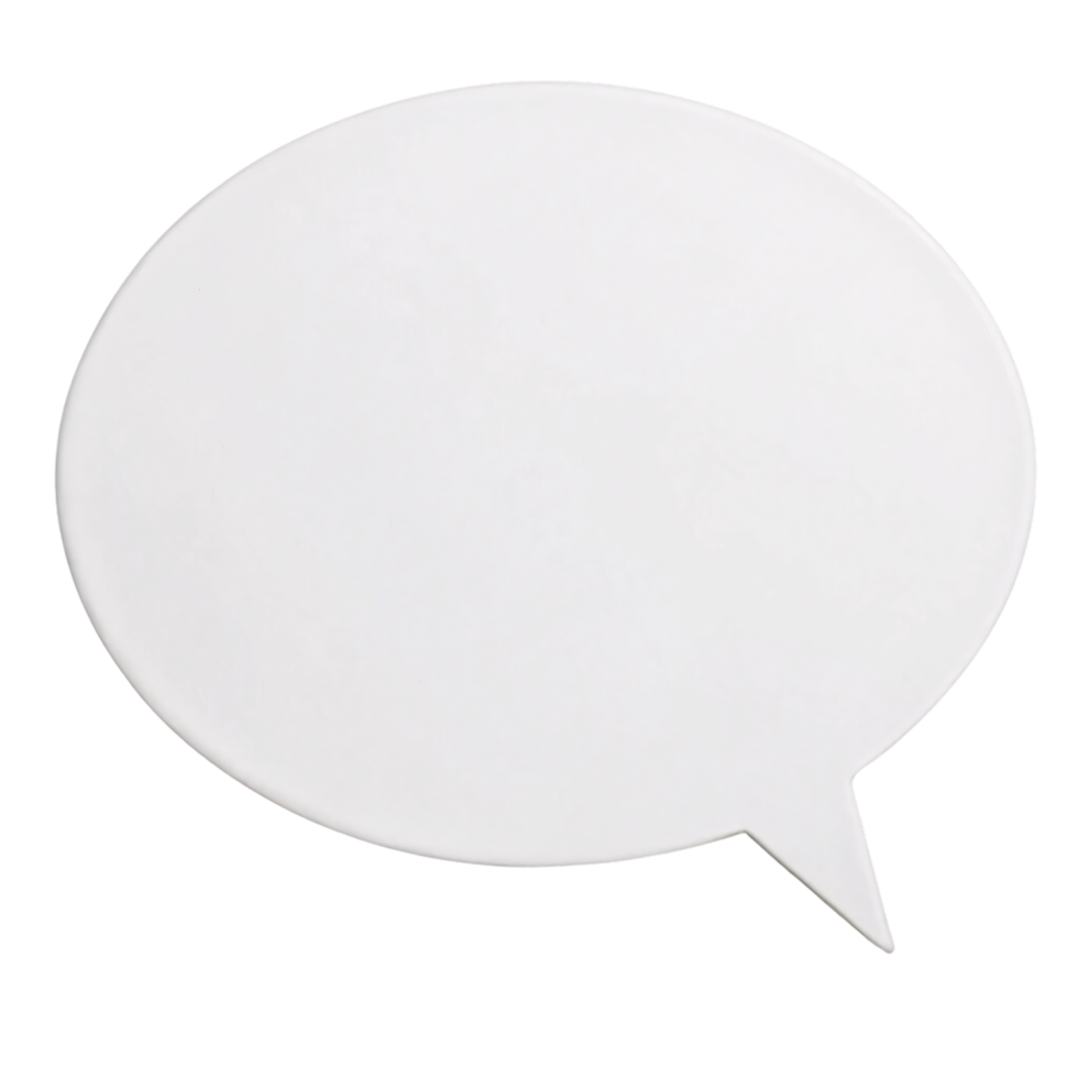 A white speech bubble, slightly angled, offering a clean and neutral aesthetic perfect for universal or formal dialogue representation png