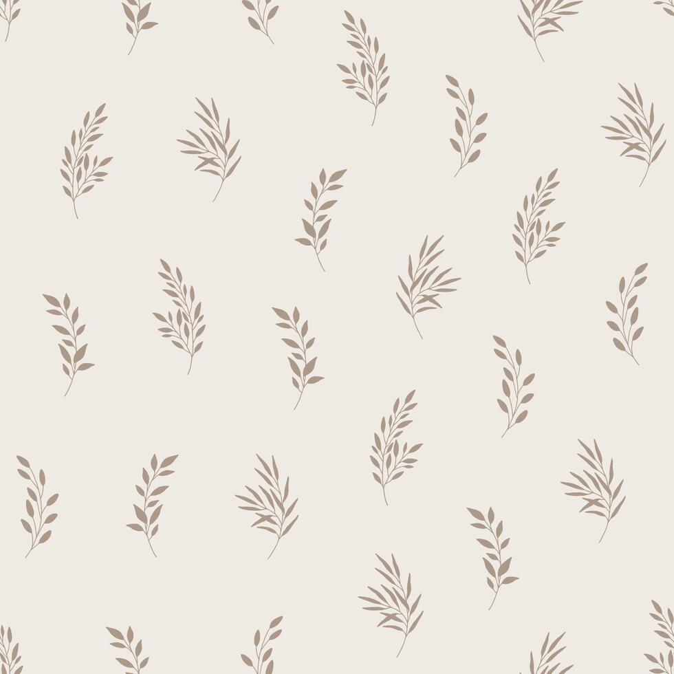 Seamless pattern with leaves. Natural eco friendly background. Hand drawn in trendy style, rustic theme. Fashion print for fabric, wrapping, greeting cards, wedding invitations. vector
