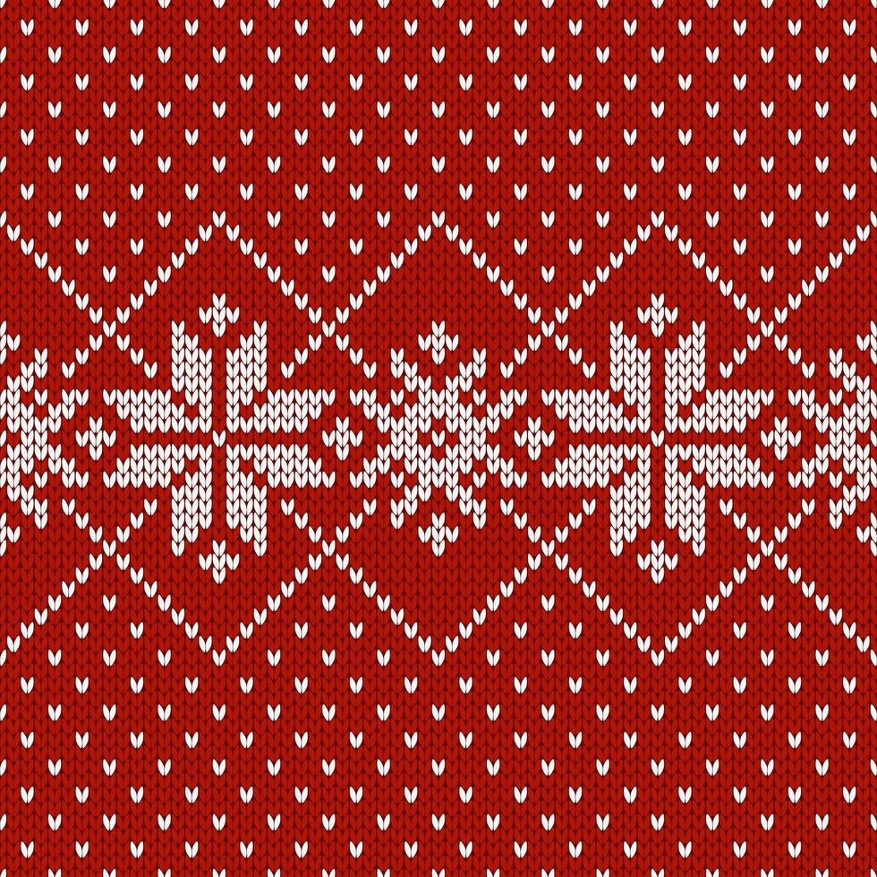 Scandinavian knitted seamless pattern. Norwegian native style sweater, ornament with snowflakes. Fair Isle design. Wool texture. Winter and holiday background vector