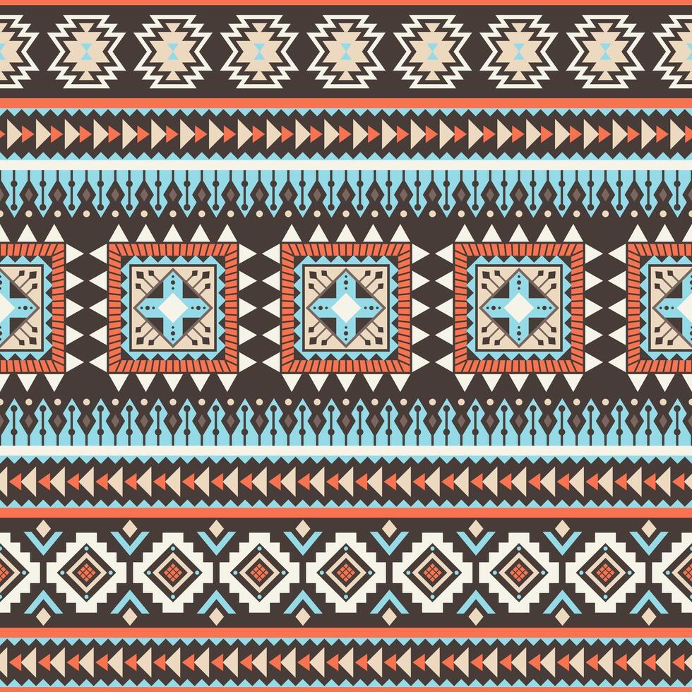 Tribal striped seamless pattern. Aztec geometric background. Can be used in textile design, web design for making of clothes, accessories, decorative paper, wrapping, backpacks, etc. vector