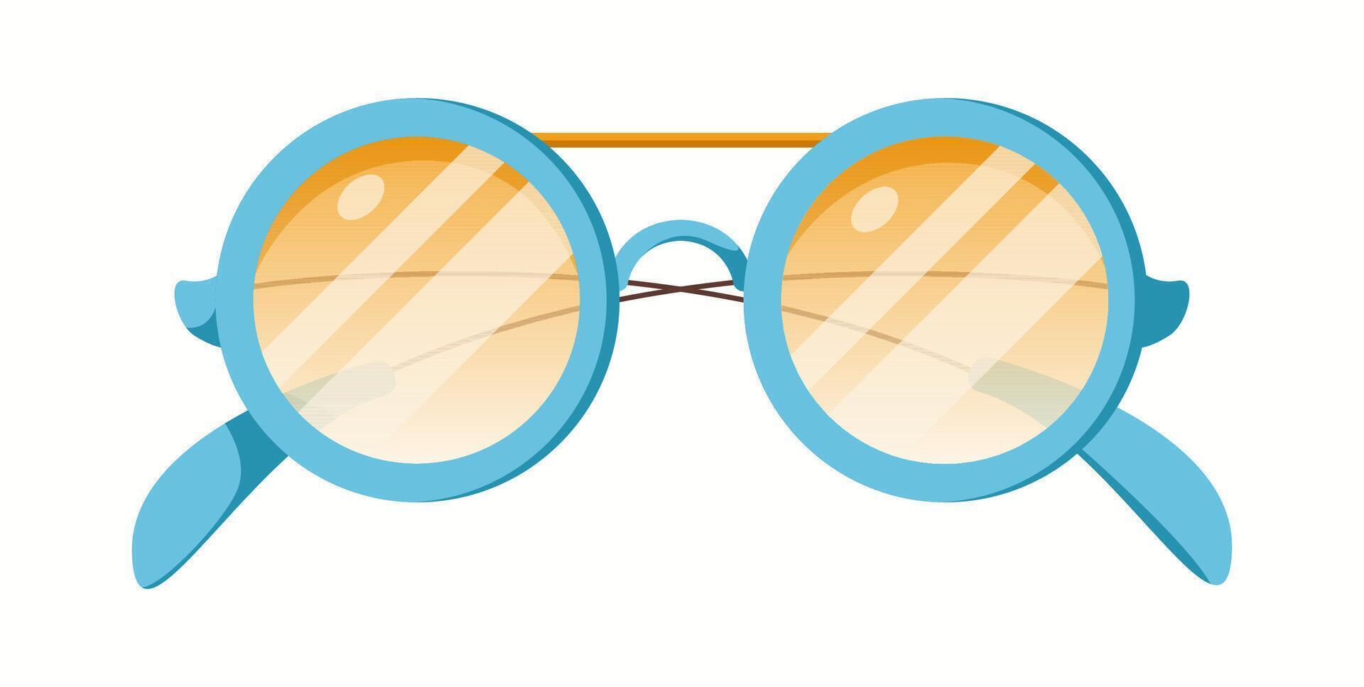 Classic round sunglasses with a light blue frame, golden bridge, and stylish gradient lenses. A chic and timeless accessory for everyday wear. vector