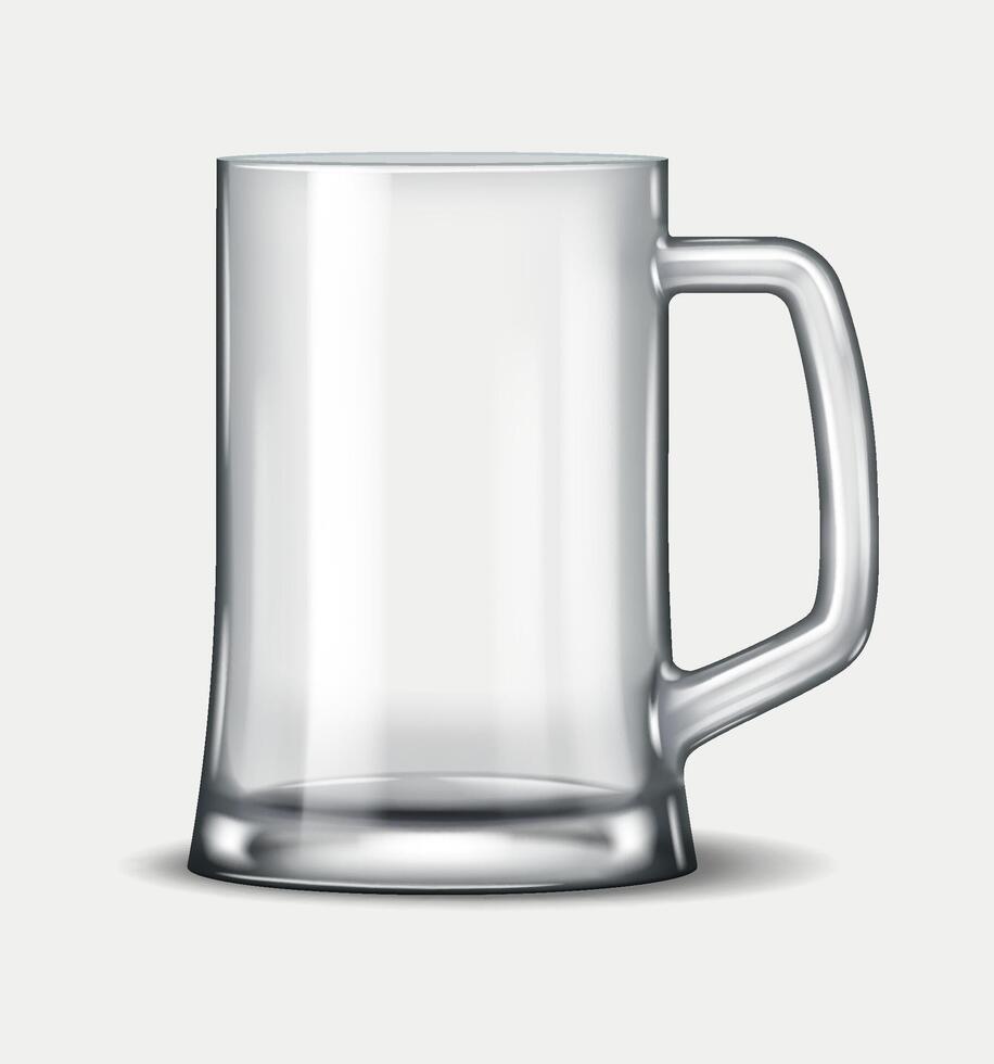 3D illustration of a glass beer mug with a sturdy handle. Suitable for bar, pub, brewery, and drinking-related projects, mockups, and product presentations. vector