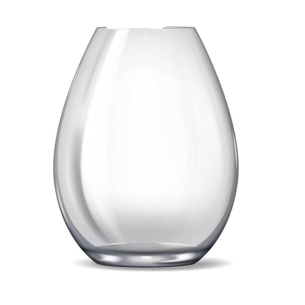 Realistic 3D illustration of a square glass vase featuring sharp edges and a modern minimalistic look. Ideal for flowers and contemporary decor. vector