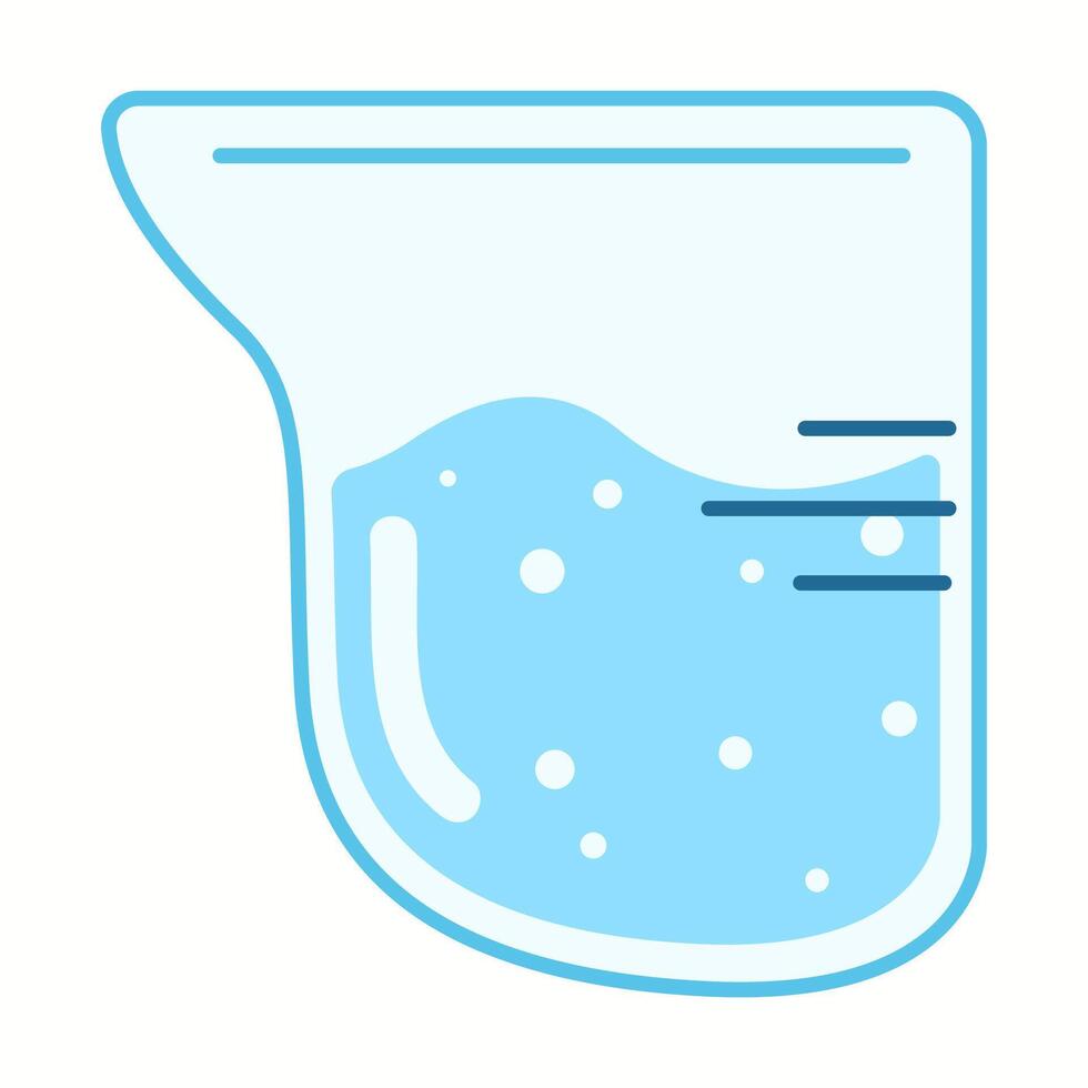 Illustration of a measuring cup filled with water, representing precision, cooking, and scientific hydration applications. vector