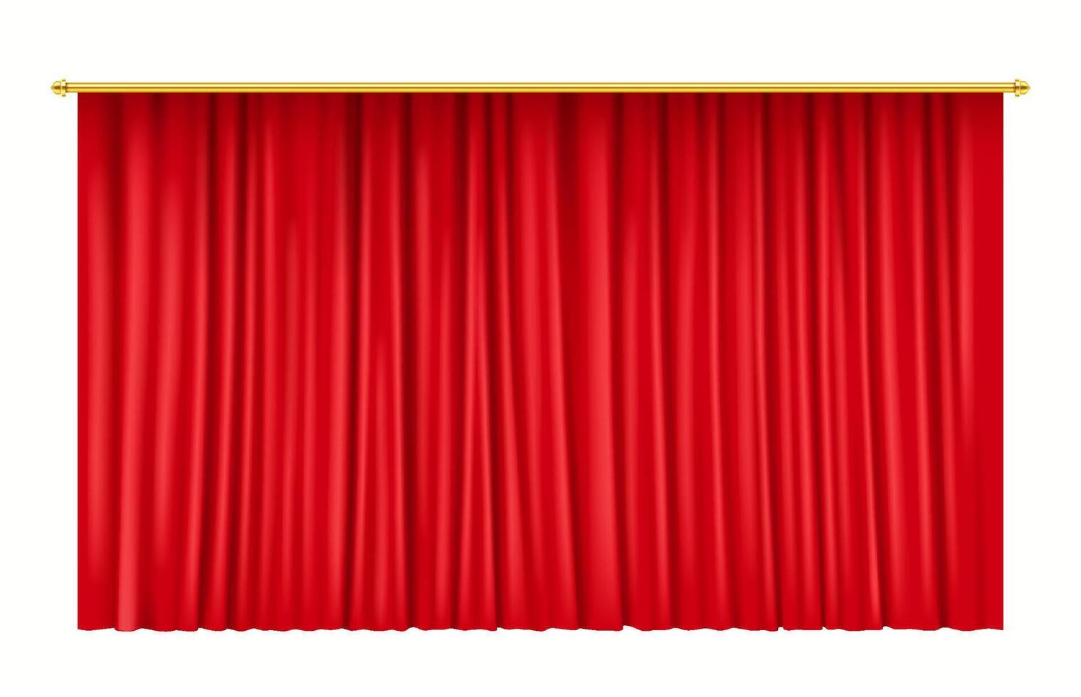 Realistic 3D illustration of fully closed red theater curtains, perfect for grand openings, concerts, and ceremonial stage performances. vector