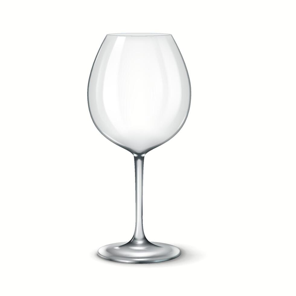 Realistic 3D illustration of a classic large round wine glass, ideal for serving red wine in formal dining or bar settings. vector