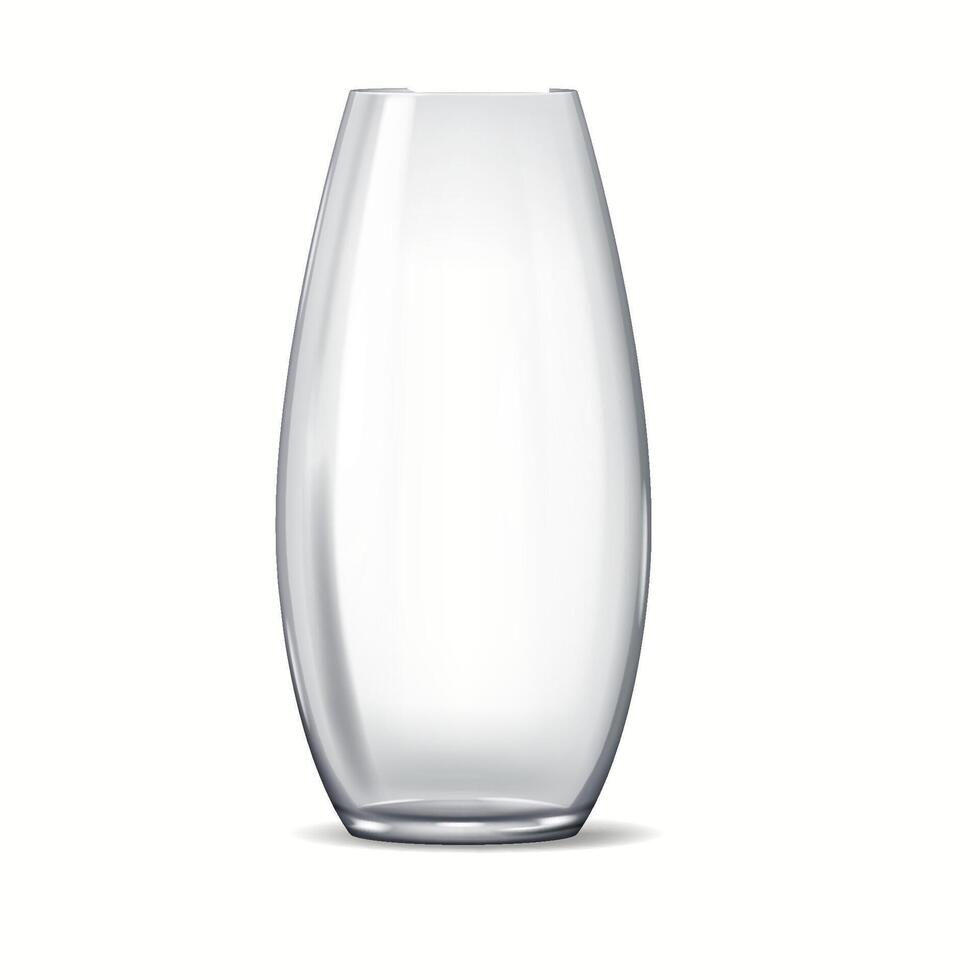 3D realistic illustration featuring a collection of different glass vases in various shapes and sizes, suitable for home decor and floral design. vector