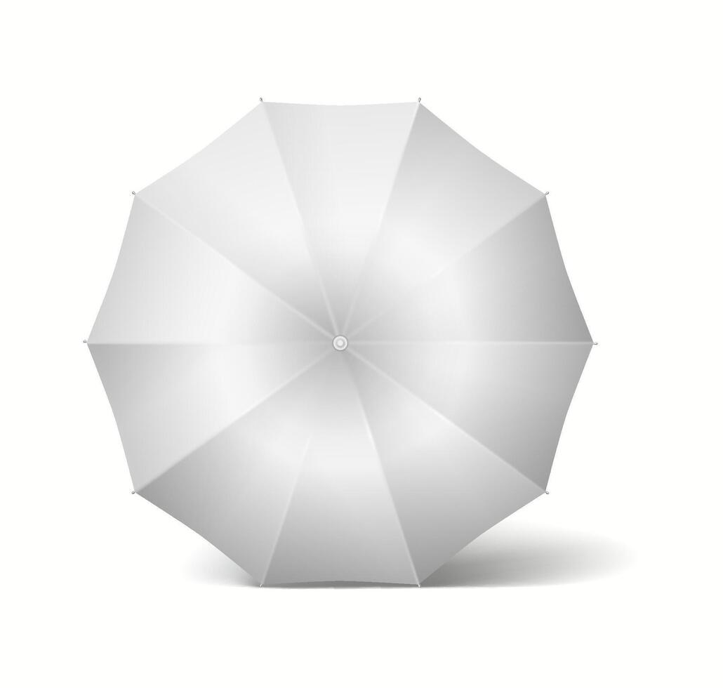 Umbrella dome opened wide realistic illustration. Reliable protection from rain and sun with mockup design 3d object on white background vector