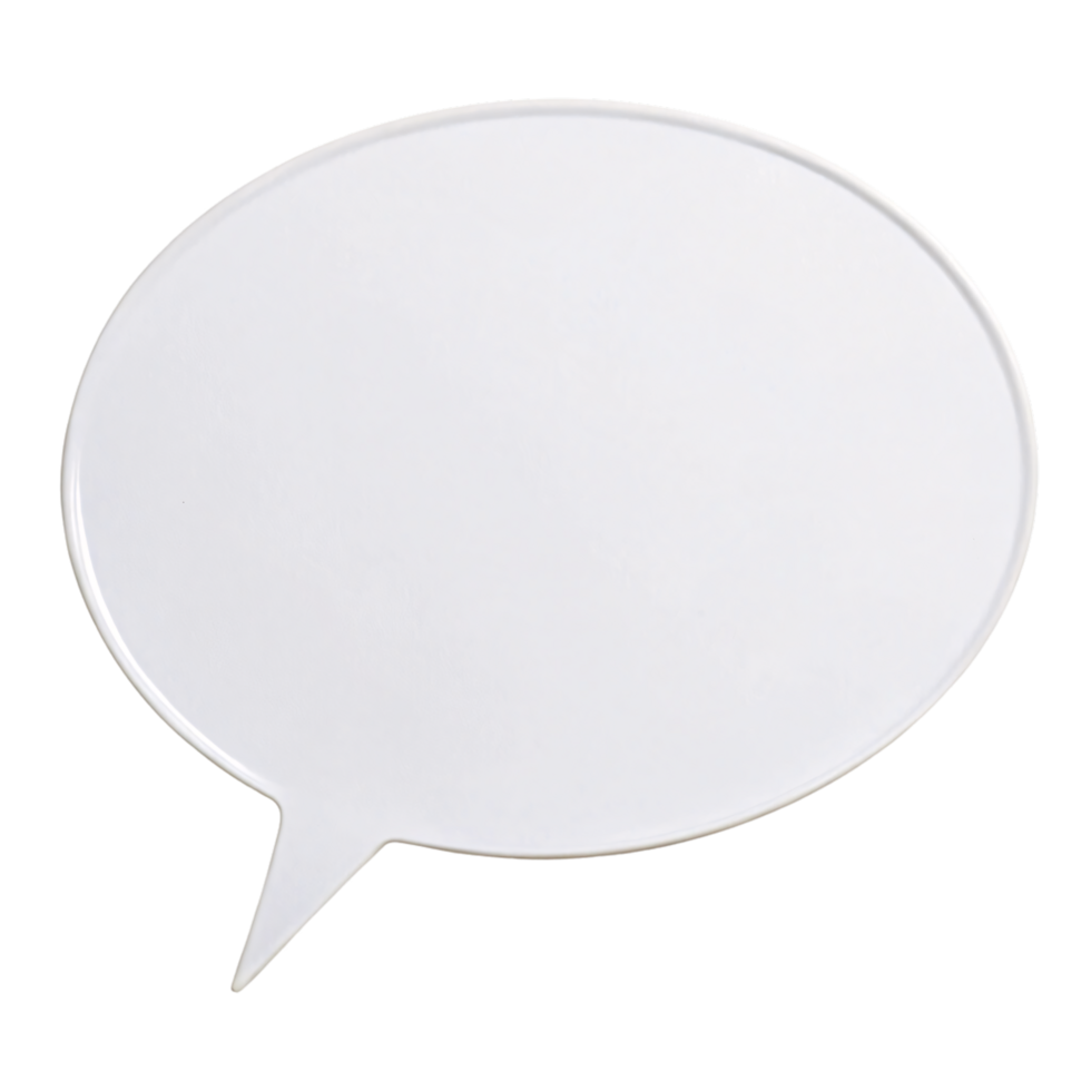 A crisp white speech bubble with a minimalist, glossy finish, symbolizing clarity and openness in communication png