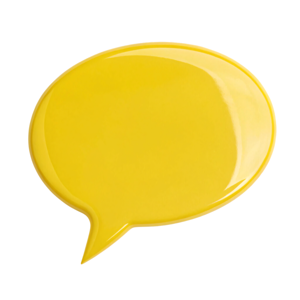 A yellow speech bubble, showcasing a polished surface and modern simplicity, symbolizing brightness and positivity in communication png