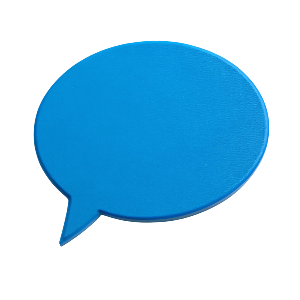 A bright blue speech bubble with a matte finish, signifying trust and clarity, suitable for professional and clear dialogue themes png