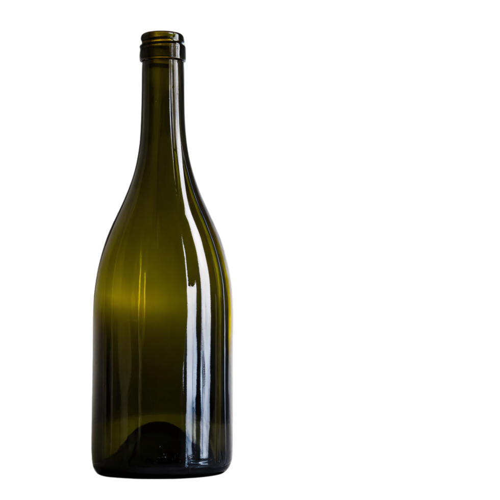 Cylindrical green bottle with a slight gradient near its base, polished and reflecting minimal lighting for depth png