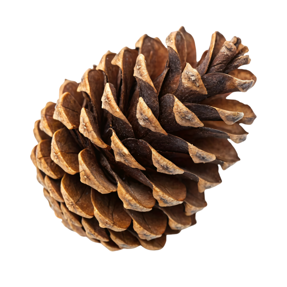 A detailed close-up of a brown pine cone with overlapping, textured scales. Its natural, earthy tones highlight the intricate beauty of its structure png