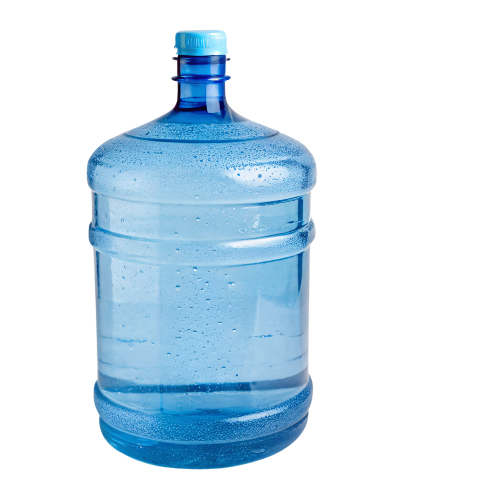 A translucent blue water jug, detailed with droplets and an ergonomic grip, highlighting its practicality and design simplicity png