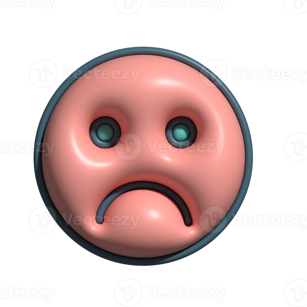 3D Sad Face Emoji Glossy Pink Frowning Expression Icon png