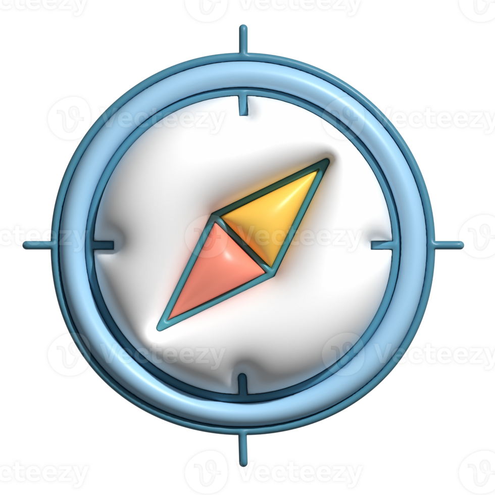 3D Compass Icon Navigation and Direction Symbol png