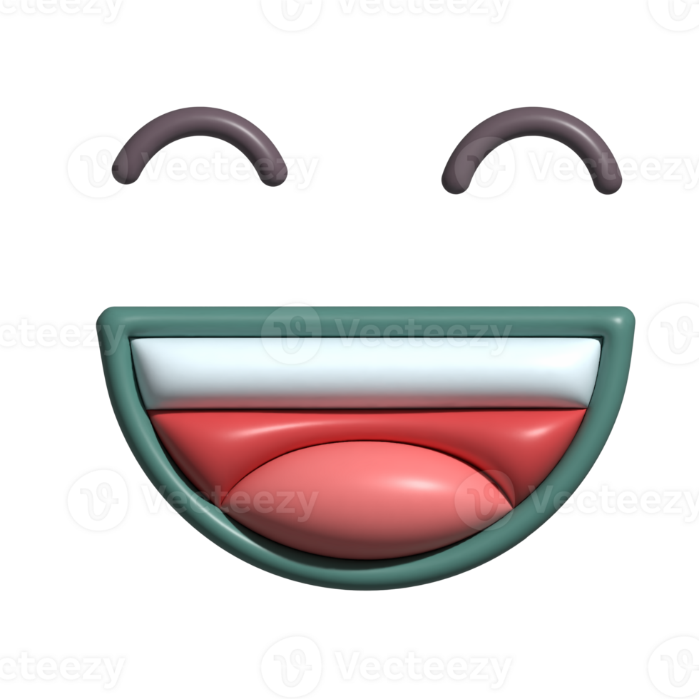 3D Laughing Face Emoji Joyful Mouth and Happy Eyes Icon png