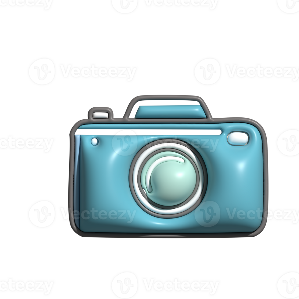 3D Blue Camera Icon with Lens Reflection png