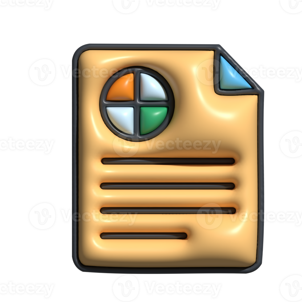 3D Document Icon with Pie Chart Symbol png