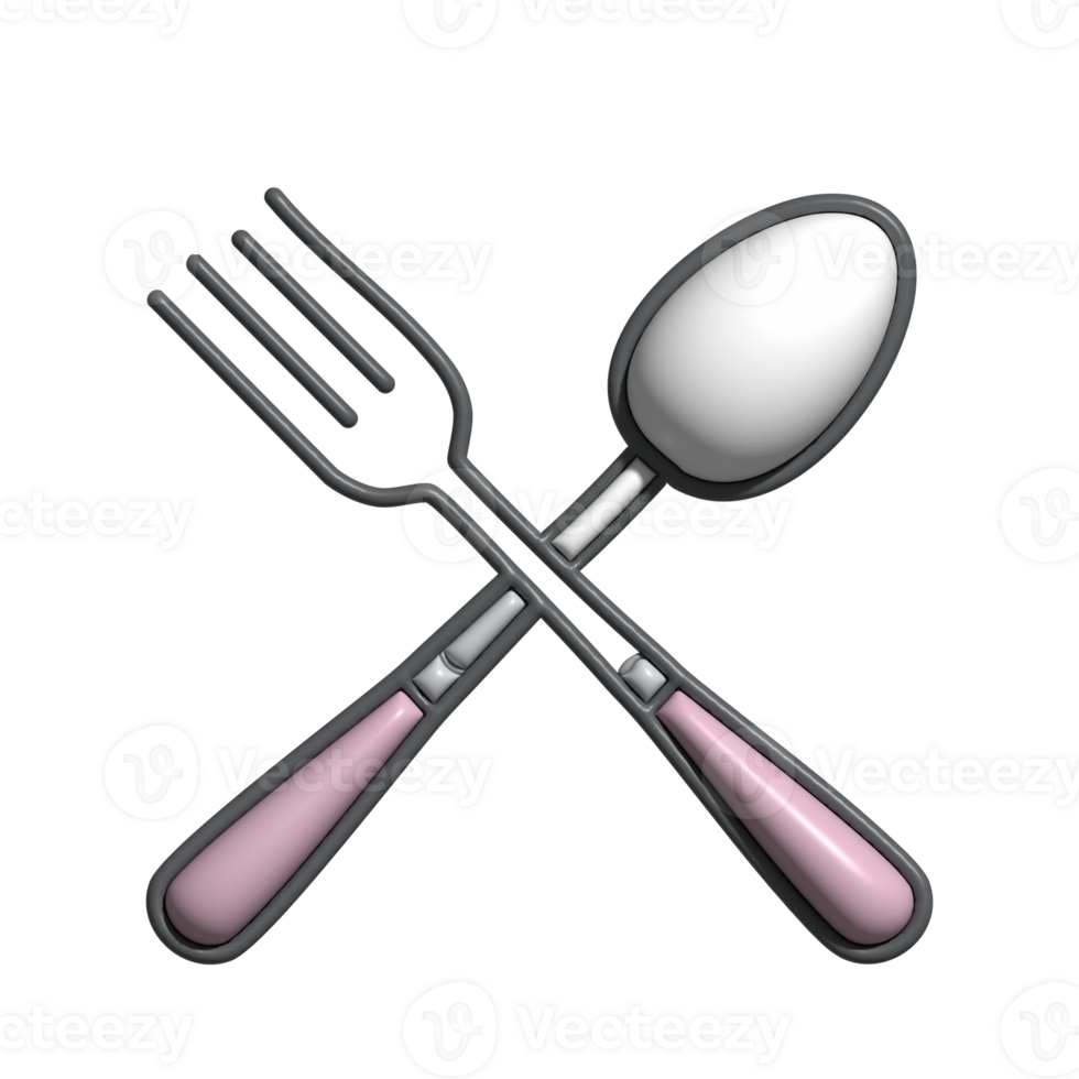 3D Crossed Spoon and Fork Icon png
