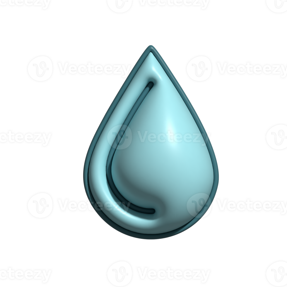 3D Blue Water Droplet Icon Glossy Liquid Symbol png