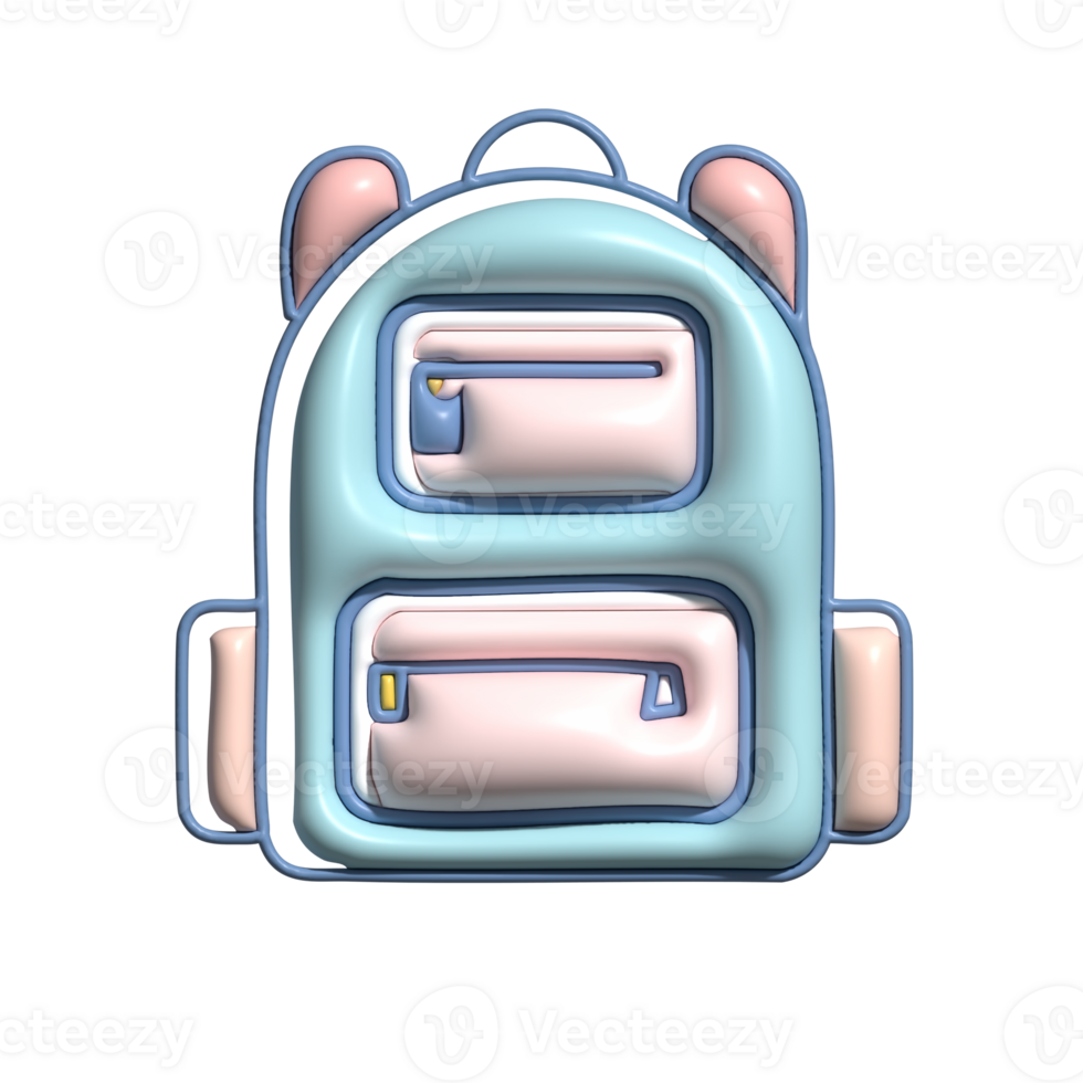 3D Pastel Backpack Icon Cute School Bag png