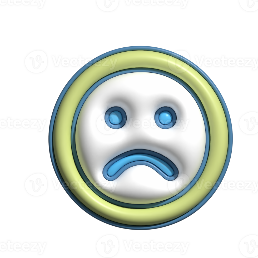 3D Sad Face Emoji Icon Glossy Expression Symbol png