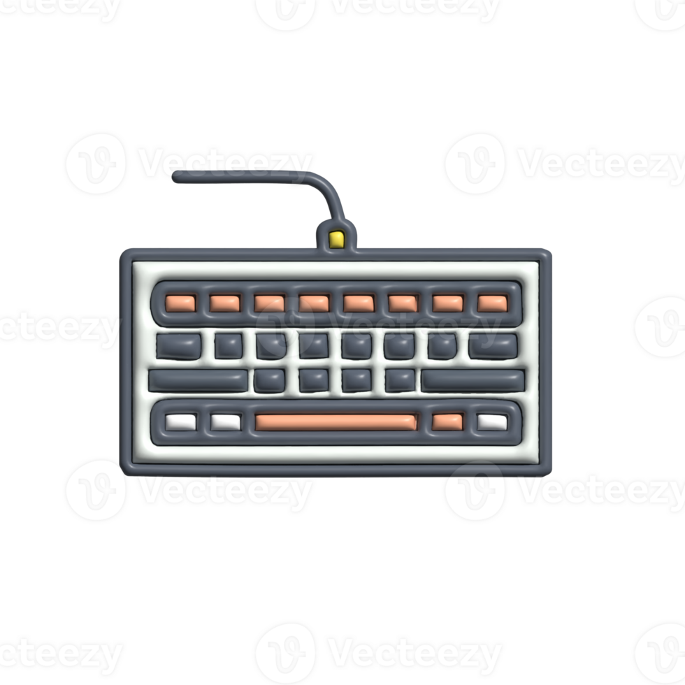 Modern Wired Keyboard Icon with Colorful Keys png