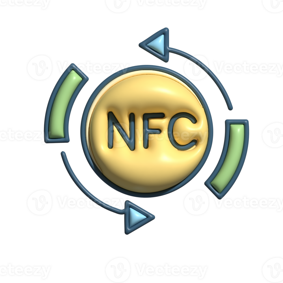 3D NFC Icon Wireless Communication and Contactless Technology Symbol png