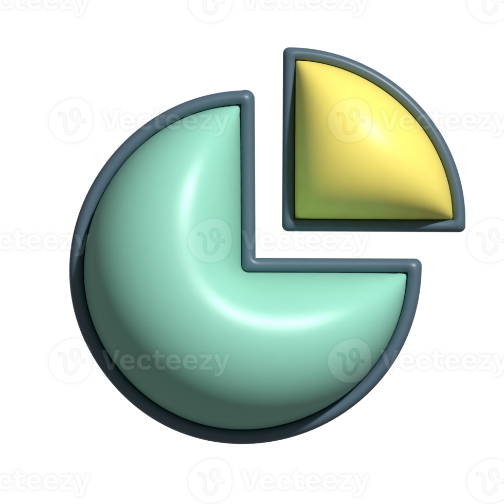 3D Pie Chart Icon Data Analytics and Statistics Symbol in Green and Yellow png