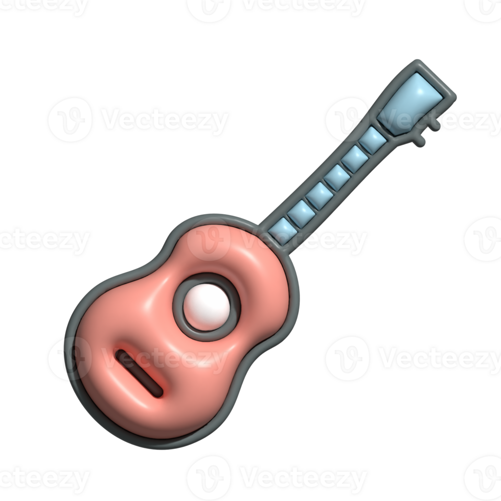 3D Acoustic Guitar Icon Musical Instrument Illustration png