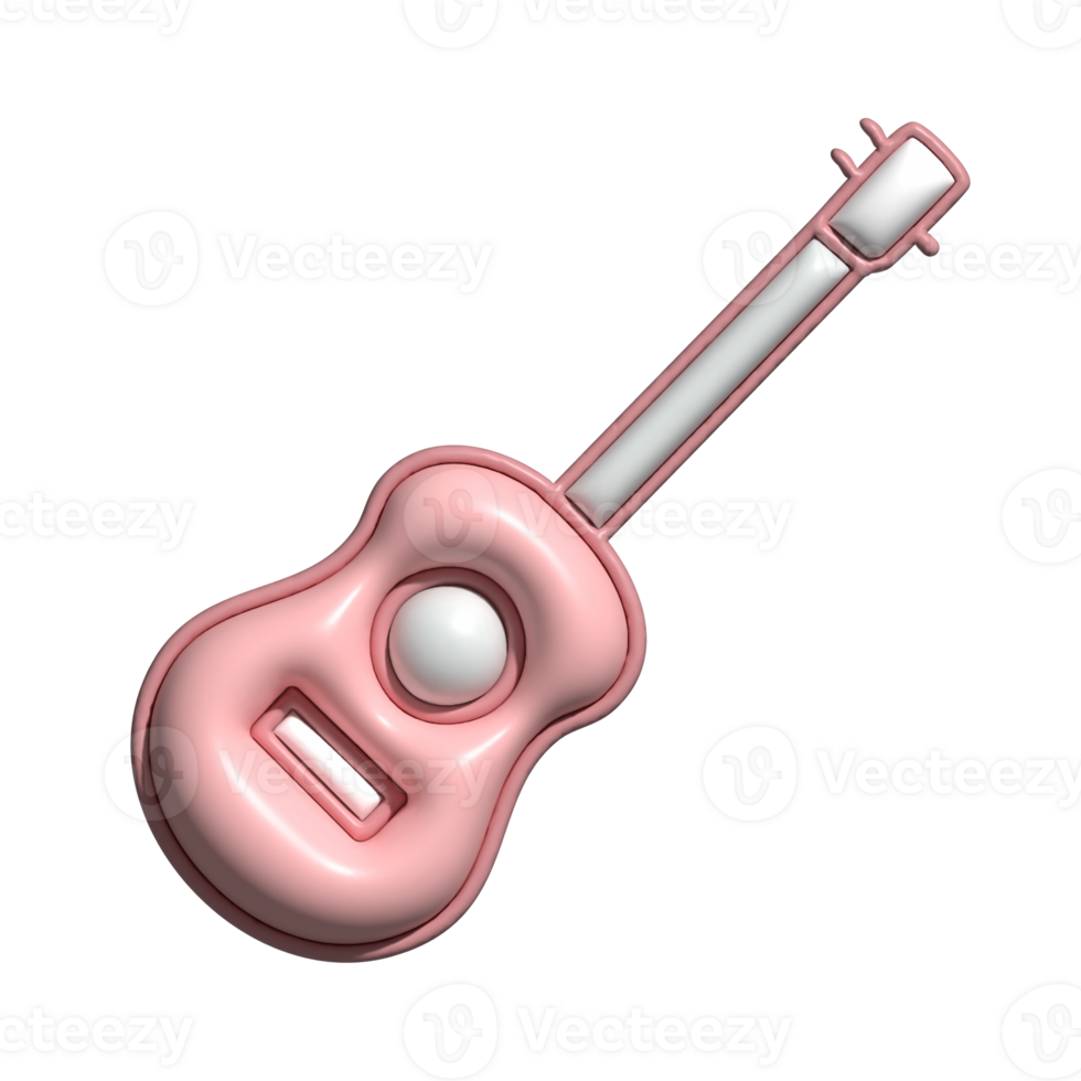 3D Pink Guitar Icon Musical Instrument Symbol png