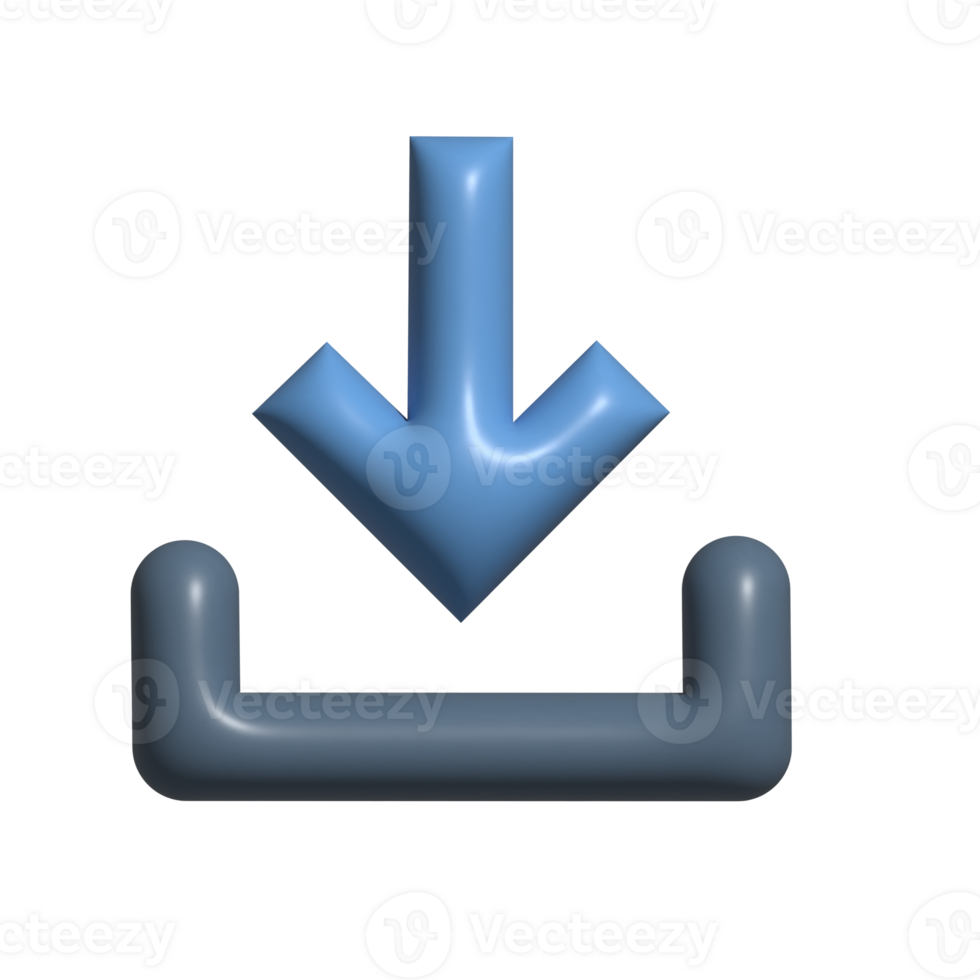 3D Download Arrow Icon Blue Symbol png