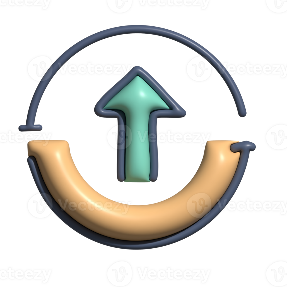 3D Upload Icon Upward Arrow with Circular Progress png