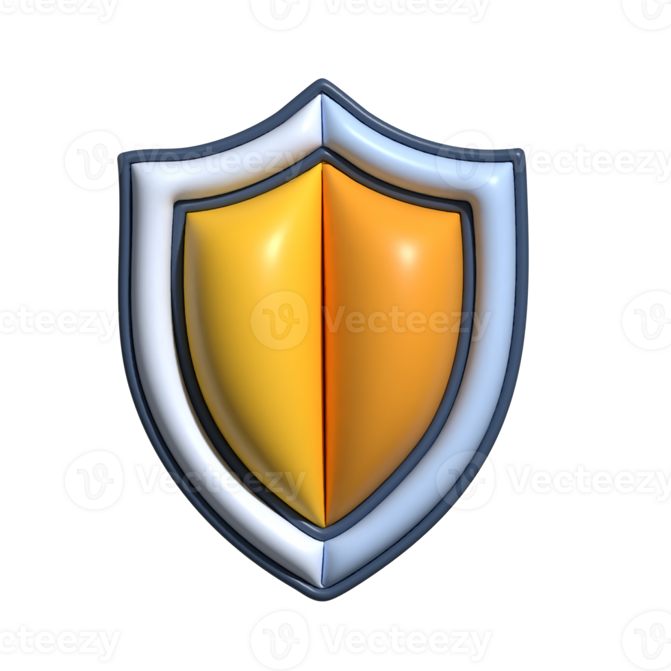 3D Security Shield Icon Protection and Safety Symbol for Cybersecurity png