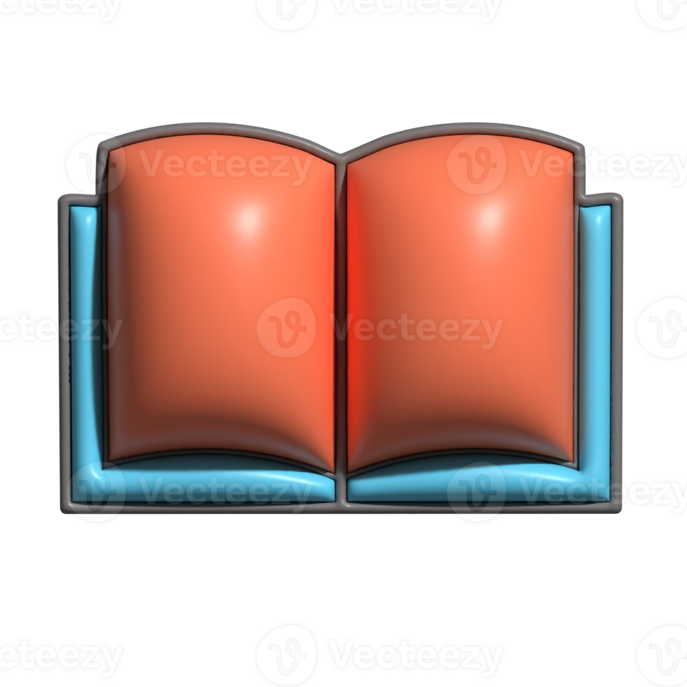 3D Open Book Icon Red Pages with Blue Cover png