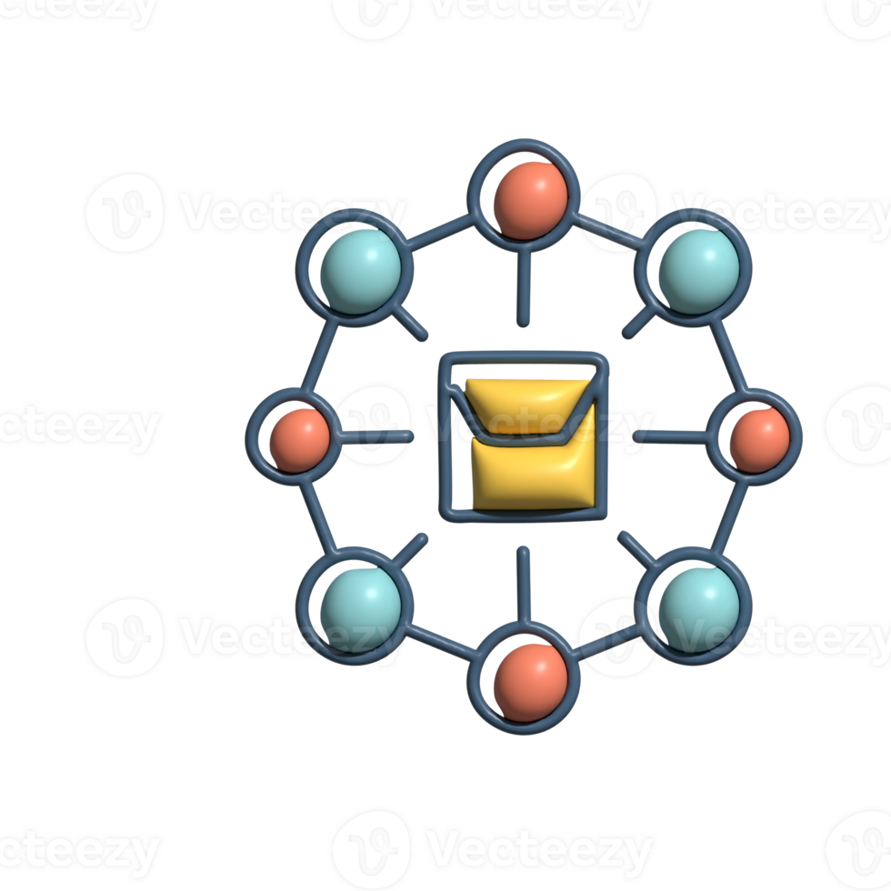 3D Email Network Icon Message Distribution Symbol png