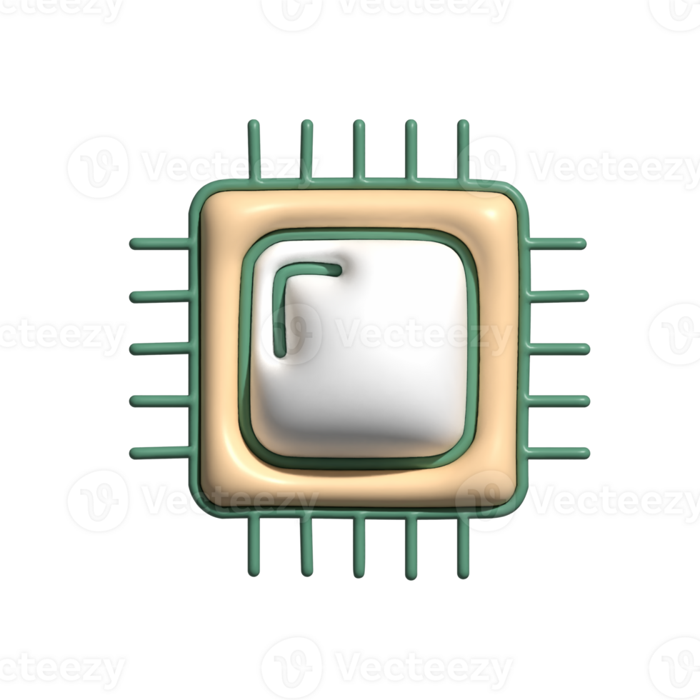 3D Microchip Icon Processor Symbol png