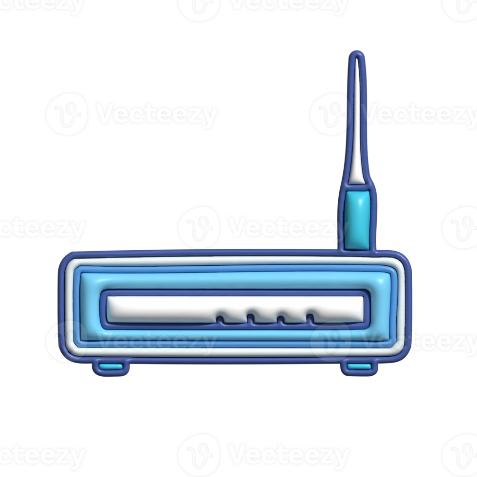 Blue Wireless Router Icon with Antenna png