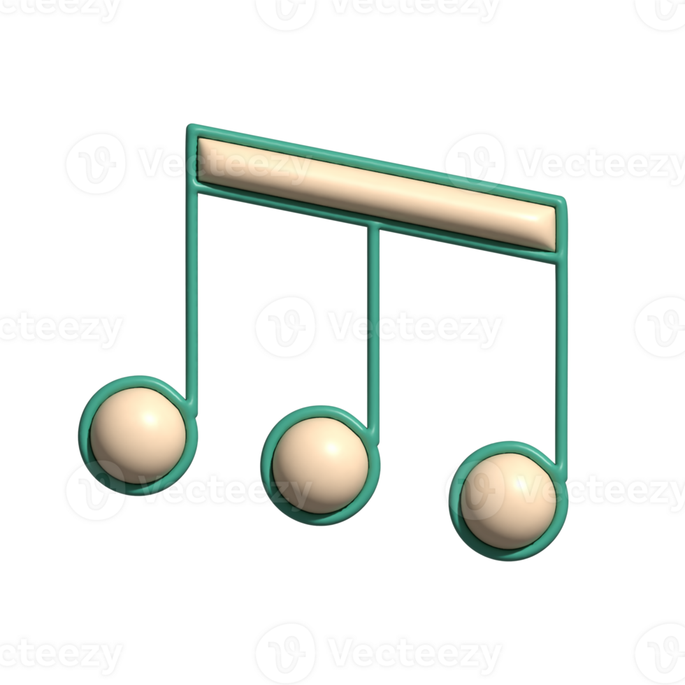 3D Musical Notes Icon Beige Triple Eighth Notes with Glossy Design png
