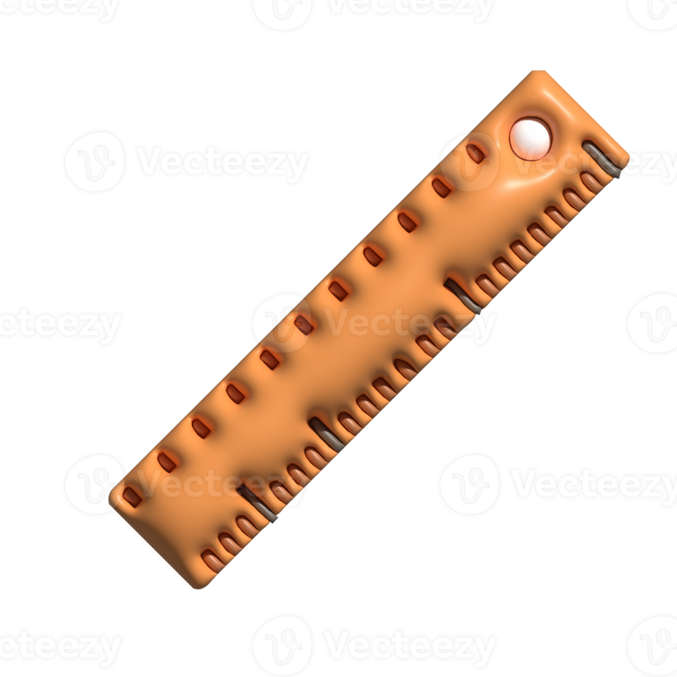 3D Ruler Icon Orange Measurement Tool with Glossy Finish png
