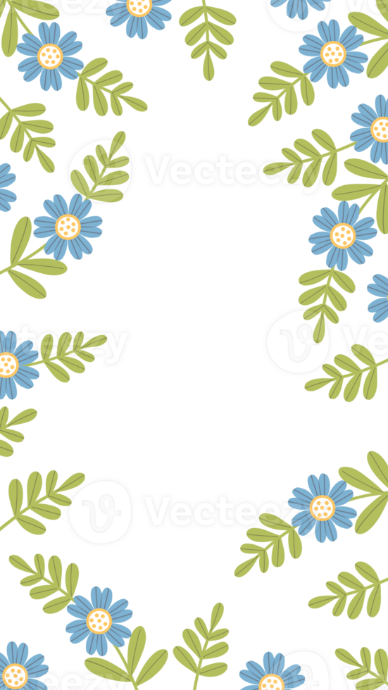 Floral Frame with Blue Flower png