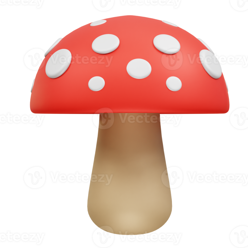 Mushroom icon 3d rendering illustration png