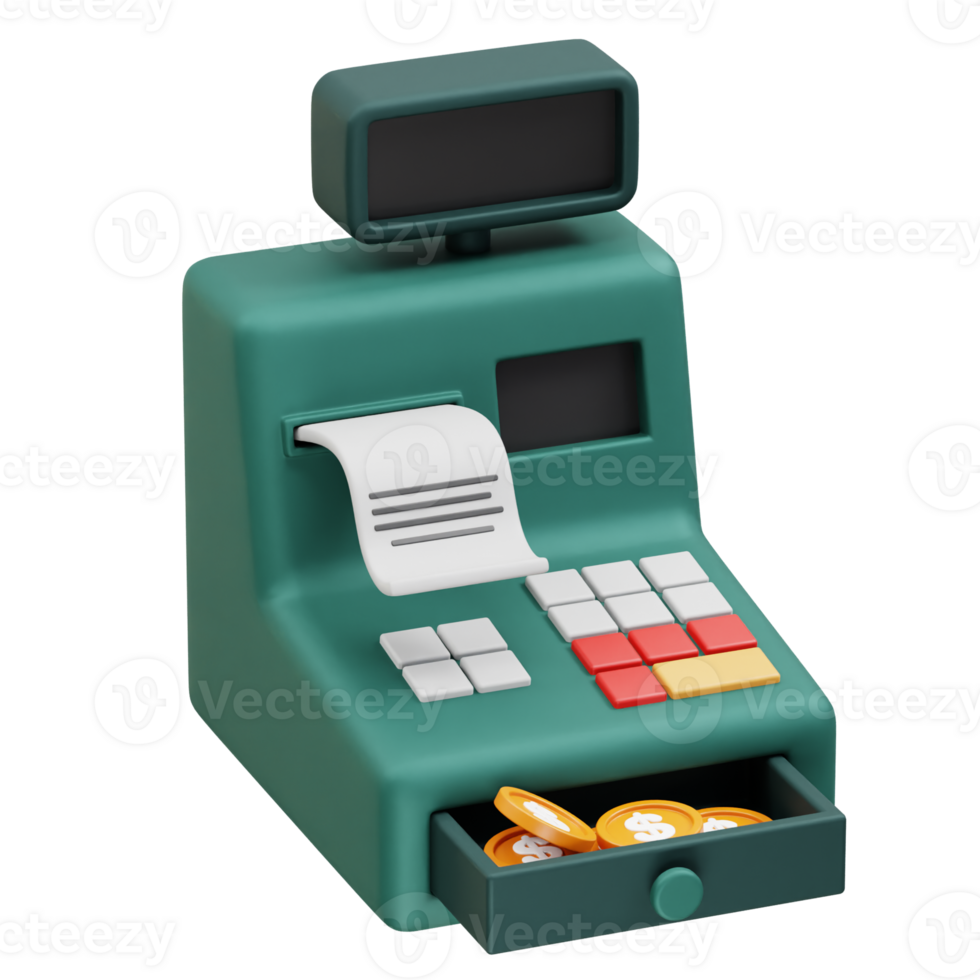 Cash Register icon 3d render Cash machine icon 3d render illustration png