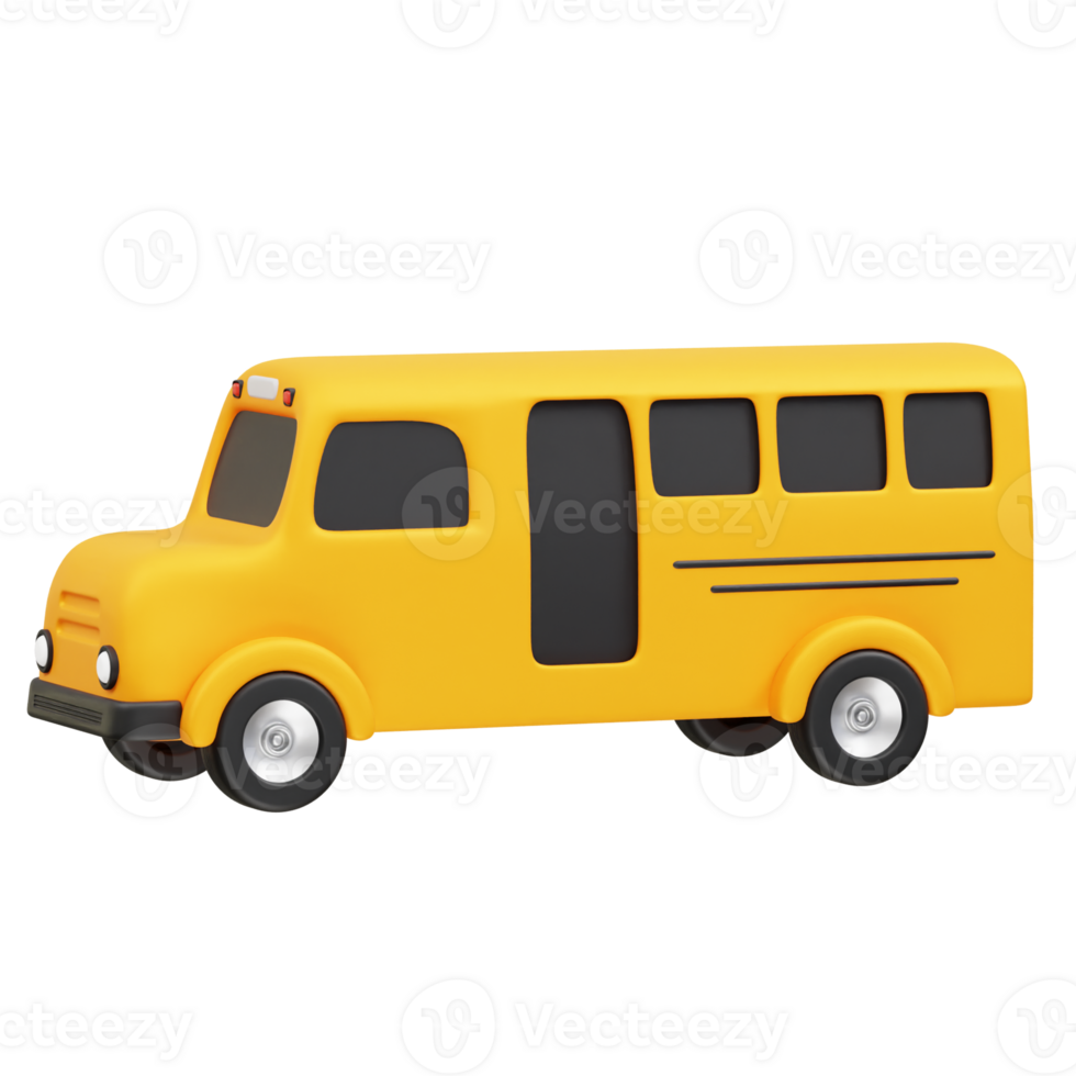 Yellow School Bus icon 3d rendering illustration png