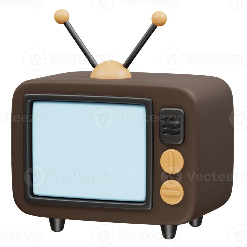 Retro Television icon 3D Render illustration png