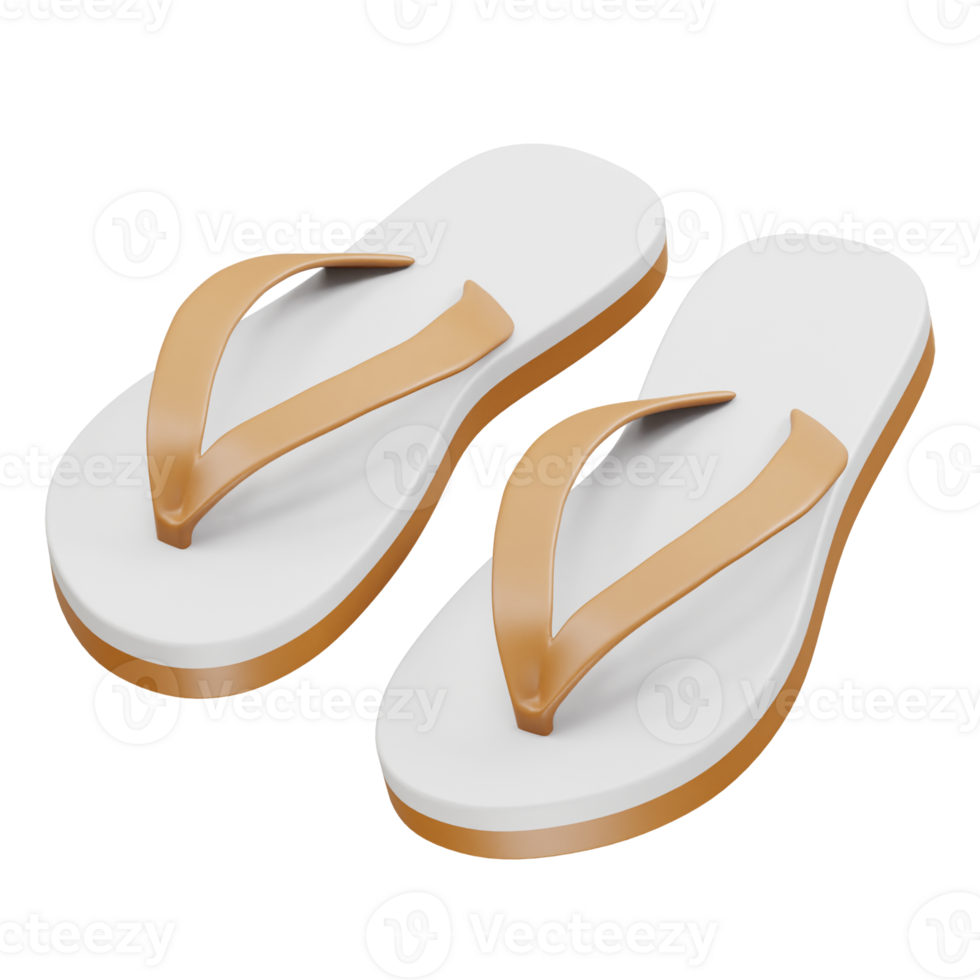 Tan Flip-Flops icon 3d illustration. Sandals icon 3d render png