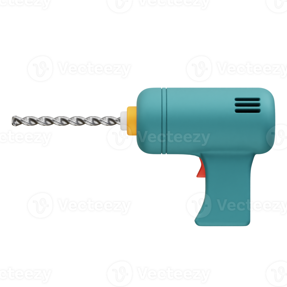 electric drill machine icon 3d. Blue Electric Drill with Metal Drill icon 3d render Drill machine icon 3d rendering illustration png